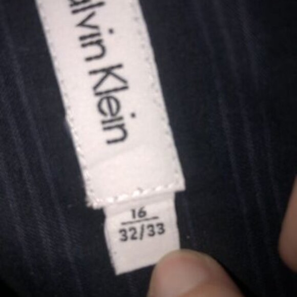 Calvin Klein Mens Large Button Up Shirt Blue Stripe Long Sleeve Dress Shirt - Picture 3 of 9